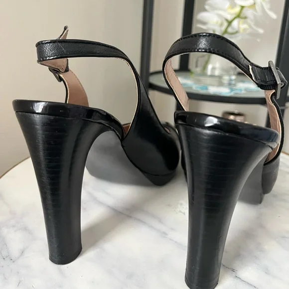 Tahari Black Glossy Slingback Heels - Picture 6 of 9